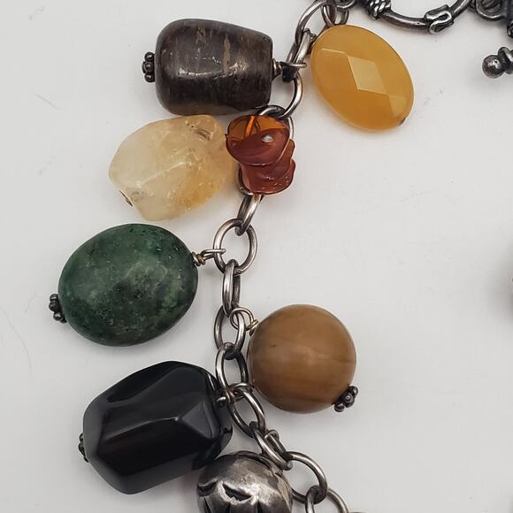SILPADA Sterling Silver Cha Cha Bracelet Multi Stone Dangle Bead Charms 7.5” - Picture 2 of 7